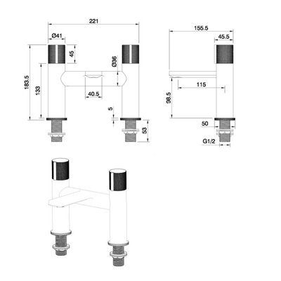 Carmelo Polished Chrome Deck-mounted Bath Shower Mixer Tap with Handset