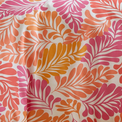 Carmen 100% Cotton Palm Leaf Print Pink Duvet Cover Set