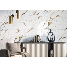 Carmen Shiny Gold Glossy 300mm x 600mm Ceramic Wall Tiles (Pack of 10 w/ Coverage of 1.8m2)