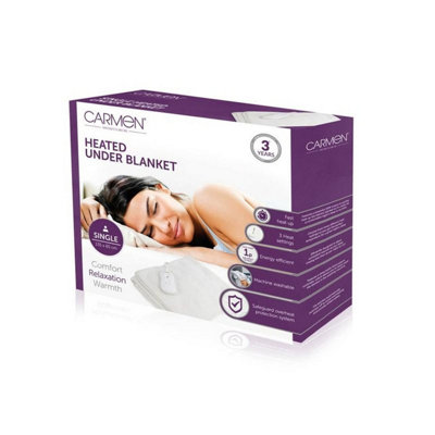 Carmen Single Heated Electric Blanket Energy Efficient Fast Heating