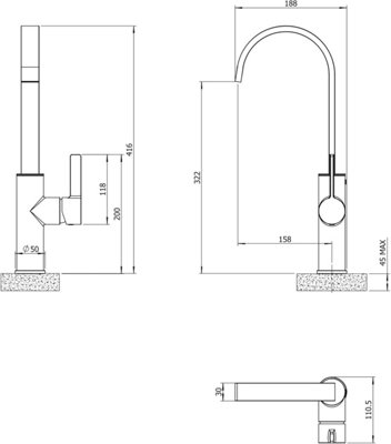 Carna Single Lever Swept Spout Kitchen Mixer Tap Copper - Modern High Spout Design for Smooth Water Flow Control