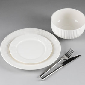 Carnaby Chelsea 12 Piece Dinner Set Plates and Bowls Porcelain Linen