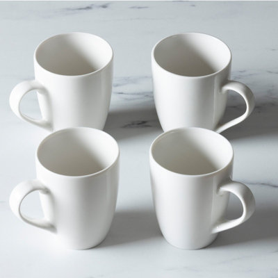 Carnaby White Porcelain Mugs Set of 4 Ceramic Coffee & Tea Kitchen Mug Gift Sets