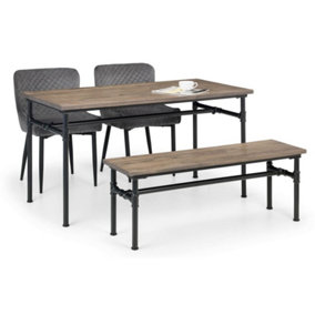 Carnegie Dining Table, Bench & 2 Luxe Grey Chairs