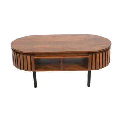 A closer look at Wood Slatted Coffee Table Apartment