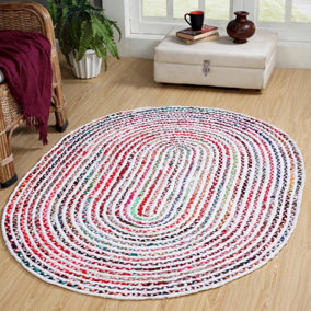 CARNIVAL Oval Bedroom Rug Ethical Source with Recycled Fabric / 90 cm x 150 cm