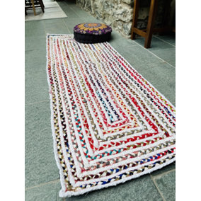 CARNIVAL Rectangular Bedroom Rug Ethical Source with Recycled Fabric / 60 cm x 180 cm