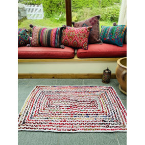 CARNIVAL Rectangular Bedroom Rug Ethical Source with Recycled Fabric / 75 cm x 120 cm