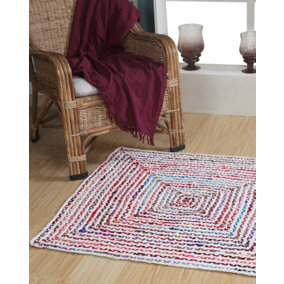 CARNIVAL Square Bedroom Rug Ethical Source with Recycled Fabric / 120 cm x 120 cm