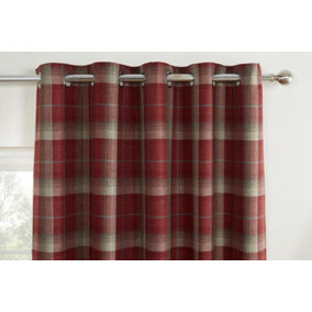 Carnoustie Red Checked Eyelet Blackout Curtains