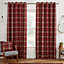 Carnoustie Red Fabric Eyelet Blackout Curtains