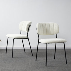 CAROL Boucle Dining Chair (Pack of 2) - L55 x W48.5 x H76 cm - White