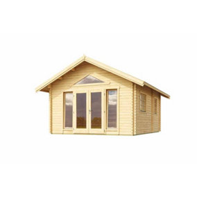 Caroline 2 + Window set 2-Log Cabin, Wooden Garden Room, Timber Summerhouse, Home Office - L675 x W489.9 x H330.6 cm