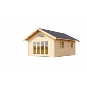 Caroline 2 + Window set  3-Log Cabin, Wooden Garden Room, Timber Summerhouse, Home Office - L675 x W489.9 x H330.6 cm