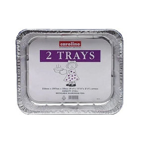 Caroline Foil Trays (Pack Of 2) Silver (23.6 x 29.7 x 5.9cm)