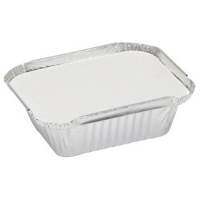 Caroline Foil Trays With Lids (Pack Of 12) Silver (9.6 x 12.1 x 4.1cm)