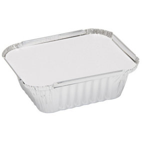 Caroline Foil Trays With Lids (Pack Of 4) Silver (9.6 x 12.1 x 4.1cm)