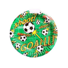 Caroline Football Party Plates (Pack of 15) Green/White/Yellow (One Size)