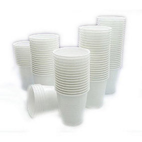 Caroline Plastic Drinking Cups (Pack of 100) White (200ml)