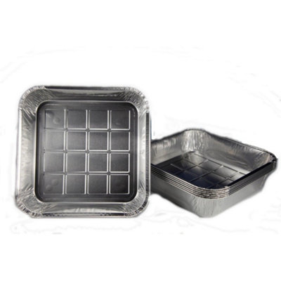 Caroline Square Foil Tray (Pack of 4) Silver (23.5 x 6 x 19.7cm)