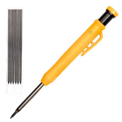 Carpenters Pencil Set With 12 Solid Leads Construction Marking Pencil Deep Hole Marker Mechanical Pencil Set Tradesman Pencil PK2 - 7