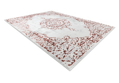 Carpet ALLURE 1961 Ornament, frame - Structural, stylish, glamour white / pink  180x270 cm