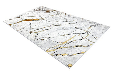 Carpet ALLURE 1963 Marble - Structural, stylish, glamour white / gold  80x150 cm