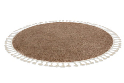 Carpet BERBER 9000 circle beige Fringe Berber Moroccan shaggy circle 160 cm