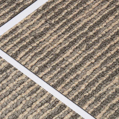 Carpet Imitation Self Adhesive Floor Tiles - 30 Pack Covers 30 ft² (2.79 m²) - Peel and Stick Flooring - Beige Faux Carpet Effect