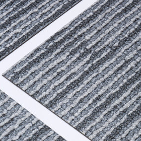 Carpet Imitation Self Adhesive Floor Tiles - 30 Pack Covers 30 ft² (2.79 m²) - Peel and Stick Flooring - Grey Faux Carpet Effect