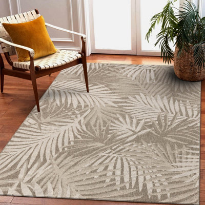 CARPET SIZAL FLOORLUX 20504 LEAVES taupe / champagne JUNGLE 120x170 cm