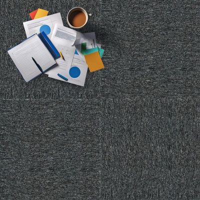 Carpet Tiles Heavy Duty 20pcs 5SQM in Anthracite Commercial Office Home Shop Retail Flooring