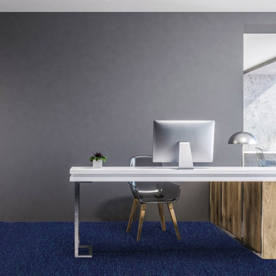 Carpet Tiles Heavy Duty 20pcs 5SQM in Blue Commercial Office Home Shop Retail Flooring