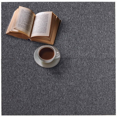 Carpet Tiles Heavy Duty in Dark Grey 20pcs 5SQM Commercial Office Home Shop Retail Flooring