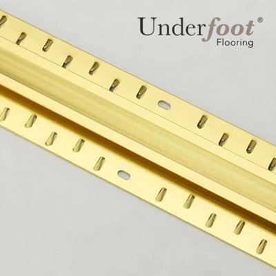 Carpet to Carpet Floor Double Door Bar - Gold Metal Threshold Trim Strip 0.9m Length