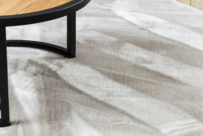 Carpet VISCO circle silver 3 plush, IMITATION OF RABBIT FUR  circle 120 cm