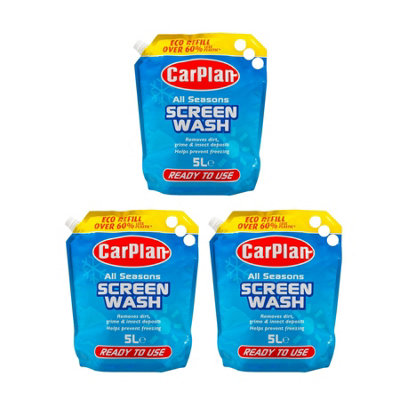 CarPlan All Seasons Winter Ready To Use Screen Wash Windscreen Fluid 5L x3