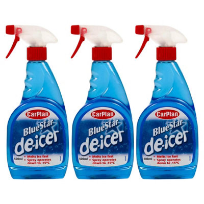 CarPlan Blue Star De-Icer Trigger Spray 500mL x3 Winter Treatment 1.5L Ice Melt