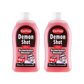 CarPlan Concentrated Screen Wash Booster Cherry Scented De-Icer -65C 2x 500mL
