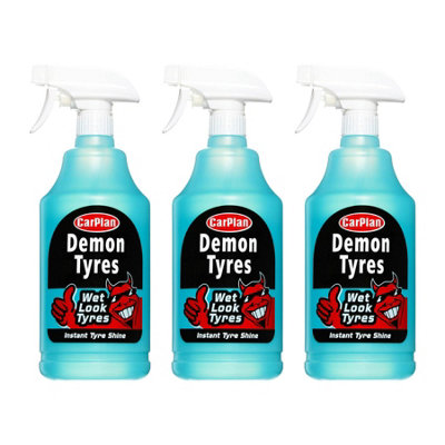 CarPlan Demon Tyres Instant Shine Cleaner Polisher Wet Look Tyres 1 Litre x3