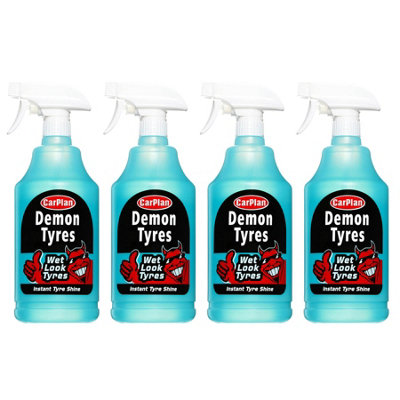 CarPlan Demon Tyres Instant Shine Cleaner Polisher Wet Look Tyres 1 Litre x4