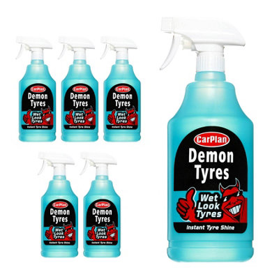 CarPlan Demon Tyres Instant Shine Cleaner Polisher Wet Look Tyres 1 Litre x6