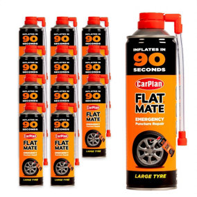 CarPlan Flat Mate Large Tyre Inflator Emergency Puncture Repair Seal 12x 500mL