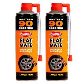 CarPlan Flat Mate Large Tyre Inflator Emergency Puncture Repair Seal 2x 500mL
