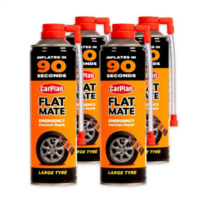 CarPlan Flat Mate Large Tyre Inflator Emergency Puncture Repair Seal 4x 500mL