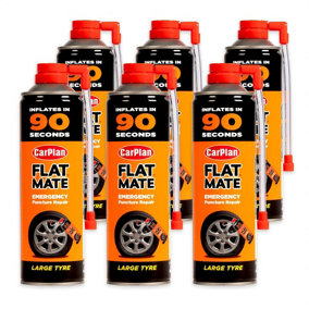 CarPlan Flat Mate Large Tyre Inflator Emergency Puncture Repair Seal 6x 500mL