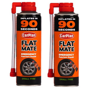 CarPlan Flat Mate Small Tyre Inflator Emergency Puncture Repair Seal 2x 300mL