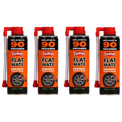 CarPlan Flat Mate Small Tyre Inflator Emergency Puncture Repair Seal 4x 300mL