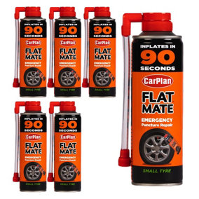 CarPlan Flat Mate Small Tyre Inflator Emergency Puncture Repair Seal 6x 300mL