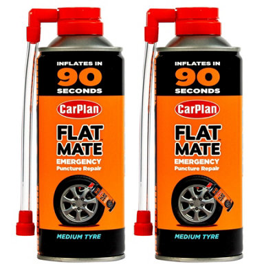 CarPlan Flat Mate Tyre Inflator Emergency Puncture Repair 400mL x2 Treatment